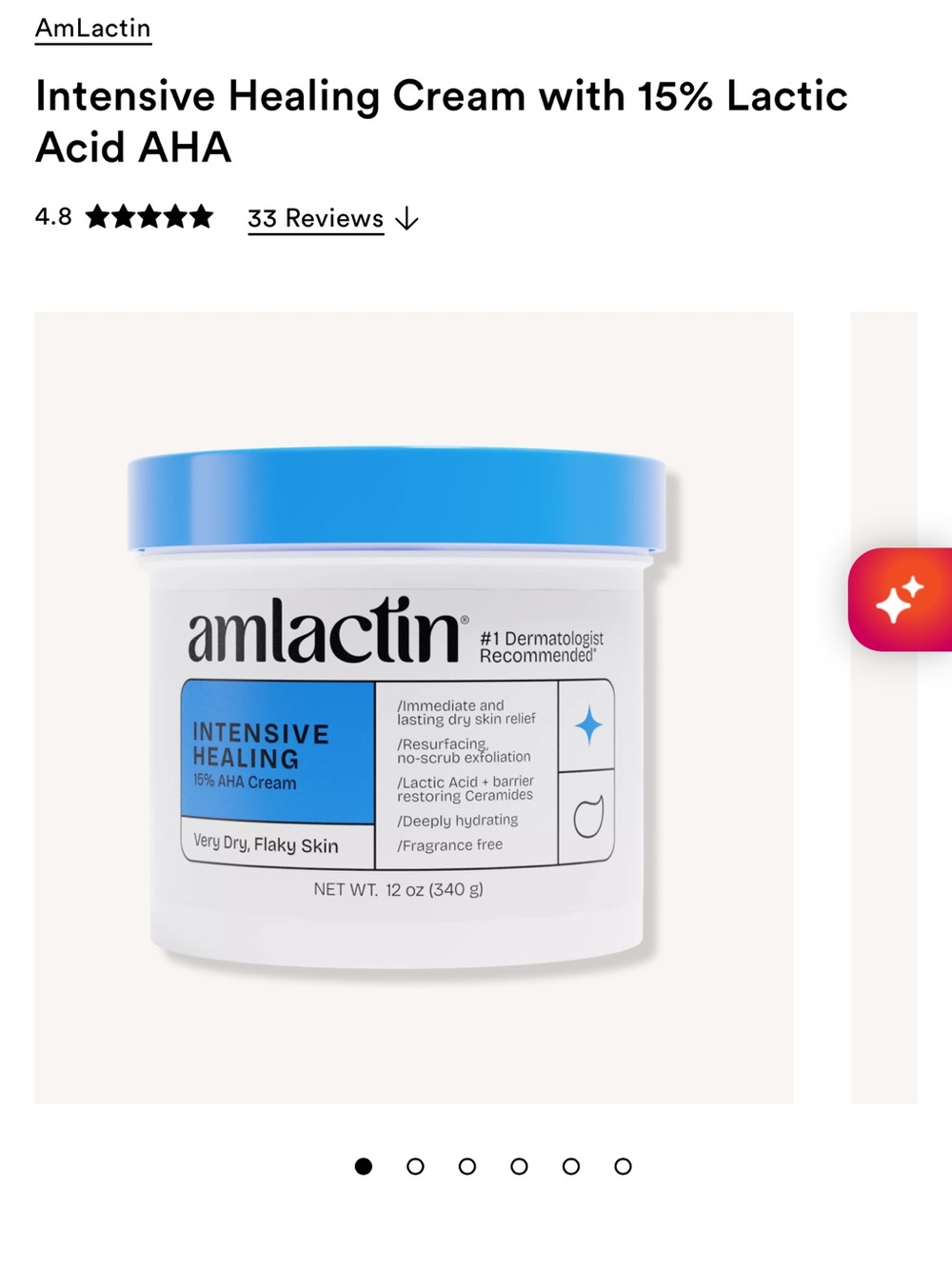 Amlactin Intensive Healing AHA Cream - 12 FL OZ - Picture 2 of 3